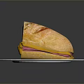 Tasty Sandwich With Pink Filling Yellow Sauce Served On White Plate