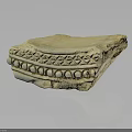 Ancient Stone Architectural Component With Ornate Circular And Triangular Carvings 3d model