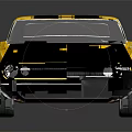 Yellow Classic Two Door Car With Black Stripes And Sporty Exterior Design