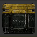 Industrial Style Coffee Table With Yellow Black Metal Textured Surface And Handles