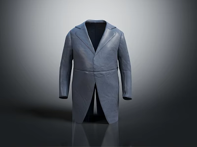 Gray Long Modern Coat With Sleek Lapel Collar And Formal Tailored Design 3d model