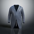 Gray Long Modern Coat With Sleek Lapel Collar And Formal Tailored Design
