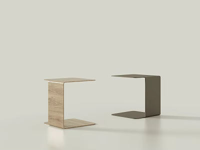 Minimalist Side Tables With Light Wood Grain And Dark Finish Simple Design 3d model