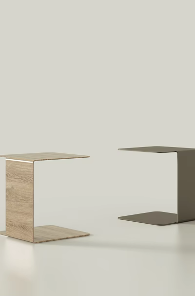 Minimalist Side Tables With Light Wood Grain And Dark Finish Simple Design 3d model