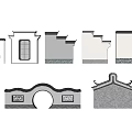 Traditional Chinese Building Exterior Wall With Tile Roof Eaves Arch Gate And Carved Windows