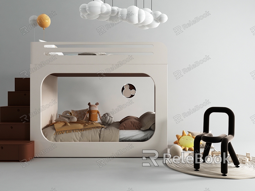 Modern bed up and down children's room high and low bed model