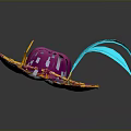 Pink And Yellow Decorative Hat With Blue Streamers And Gemstone Accents