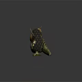Cute Cartoon 3D Game Movie Character With Yellow Face Horns Green Tail And Standing Pose