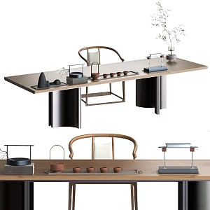 Big Board Table Chinese Tea Table Boss Table Wooden Table Desk 3d model