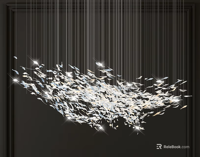 Modern Artistic Crystal Chandelier With Suspended Crystal Elements And Elegant Lighting 3d model