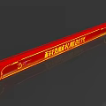 Red Modern Reception Desk With Tech Inspired Design Brand Logo And New Era Signage
