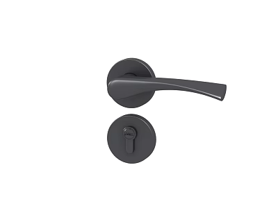 Modern Black Door Handle With Circular Lock And Sleek Lever Design 3d model