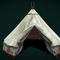 Traditional Conical White Garden Ornament Tent With Red Trimmed Base For Outdoor Decor