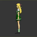 Cartoon Girl Character With Blonde Hair Green Dress White Sleeves Green Socks And Black Shoes