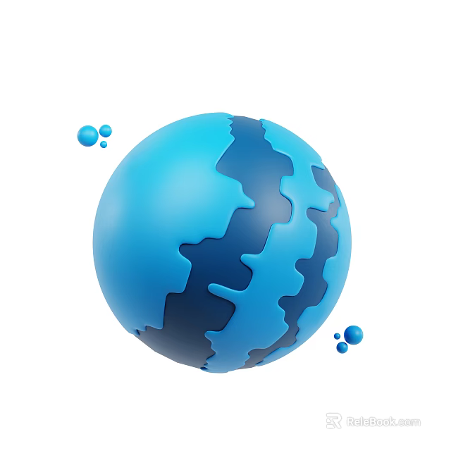 Elegant Decorative Ornament Set with Blue Globe and Floating Bubbles Accent 3d model 