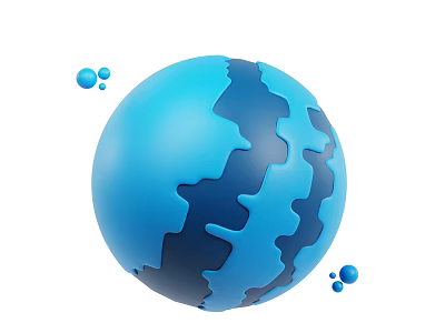 Elegant Decorative Ornament Set with Blue Globe and Floating Bubbles Accent 3d model