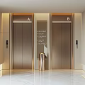 Luxurious Modern Hotel Elevator Lobby With Metallic Doors Elegant Lighting And Marble Floor