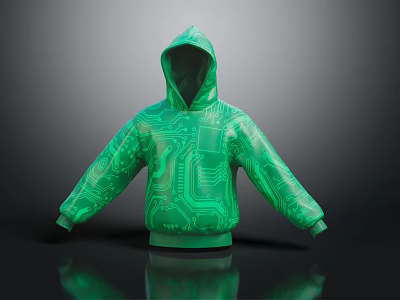 Modern Green Hoodie With Circuit Board Pattern And Tech Inspired Design 3d model