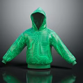 Modern Green Hoodie With Circuit Board Pattern And Tech Inspired Design 3d model