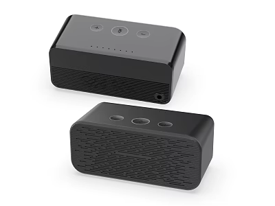 Modern Black Compact Speakers With Sleek Design And Control Buttons And Ports 3d model