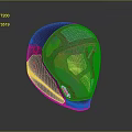 Futuristic Combat Weapon Helmet With Black Shell Red Glowing Accents And Digital 8 Markings