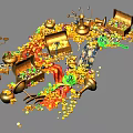 Treasure Collection With Open Chests Gold Coins Jewels And Decorative Antiques