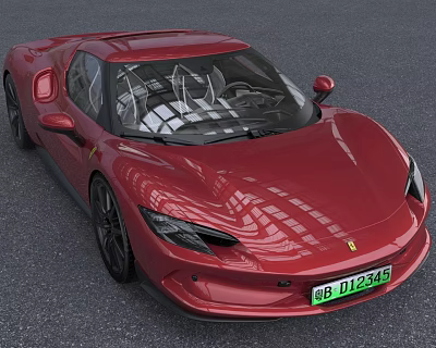 Ferrari 296GTB Super Luxury Roadster Car with Interior 3d model Ferrari 296GTB Super Luxury Roadster Car with Interior 3d model