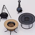 Outdoor Fire Pits With Tripod Mesh Cover Round Design And Wood Logs Inside