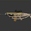 Military Tactical Rifle With Golden Finish Mounted Scope Detachable Magazine And Tactical Stock