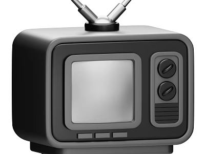 Vintage Retro Television Set With Black Body Antennas And Control Knobs 3d model