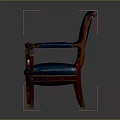 Elegant Classic Armchair With Blue Leather Upholstery Wooden Frame And Gold Accents
