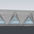 Modern Museum Building Featuring Grid Patterned Roof Central Skylight And Triangular Windows 3d model