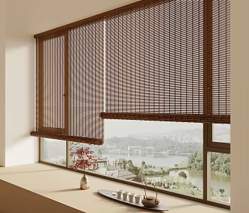 New Chinese Bamboo Curtain Roller Curtain 3d model
