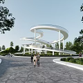 Modern Observation Decks Landscape Decks Landscape Structures Landscape Corridor Frame Landscape Platform Curved Observation Decks Curved Plank Road 3d model