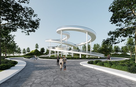 Modern Observation Decks Landscape Decks Landscape Structures Landscape Corridor Frame Landscape Platform Curved Observation Decks Curved Plank Road 3d model