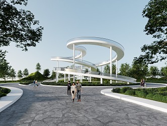 Modern Observation Decks Landscape Decks Landscape Structures Landscape Corridor Frame Landscape Platform Curved Observation Decks Curved Plank Road 3d model