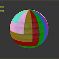 Blue Pink Scaled Spherical Decorative Object With Glossy Reflective Surface Finish