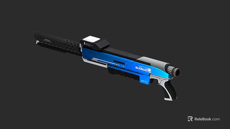 Futuristic Tactical Weapon Design With Blue Black Accents And Scope Grip 3d model 