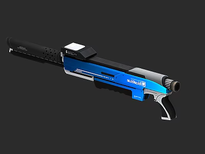 Futuristic Tactical Weapon Design With Blue Black Accents And Scope Grip 3d model