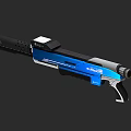Futuristic Tactical Weapon Design With Blue Black Accents And Scope Grip