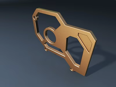 Geometric Metal Sculpture With Golden Finish Hollow Out Design And Modern Industrial Elements 3d model