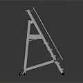 Silver Metal Portable Ladder With Wheels And Foldable Step Design 3d model