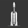 Detailed Space Rocket Model With White Body Three Boosters and White Base 3d model