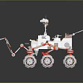 Lunar Terrain Surface With Solar Panel Equipped Rover And Six Wheels 3d model