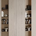 Modern Wooden Bookcase Design With Open Shelves Closed Cabinets And Books