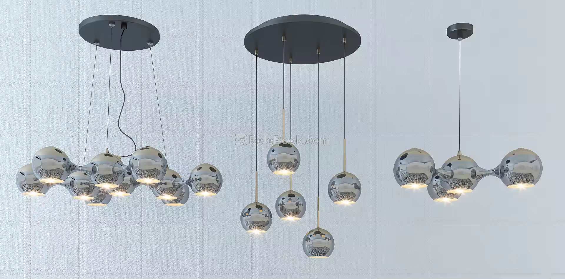 Post-modern chandelier stylish simple metal chandelier combination 3d model