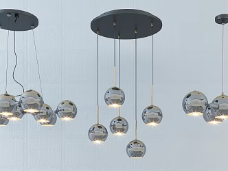 Post-modern chandelier stylish simple metal chandelier combination 3d model