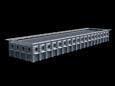 Modern Commercial Street With Continuous Storefronts Balconies Uniform Facade And Roof Structure 3d model
