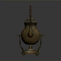 Elegant Brass Water Kettle With Curved Handle Decorative Patterns Lid And Stable Base