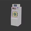 White Front Loading Washing Machine With Modern Digital Control Panel 3d model